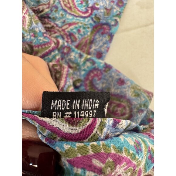 Tolani S Silk Colorful Paisley Tunic Drawstring Waist Coastal Preppy Boho V-neck - Picture 7 of 12